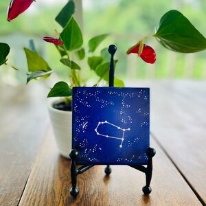Gemini Zodiac Constellation Ceramic Decor - Astrology Art - Purple & Blue
